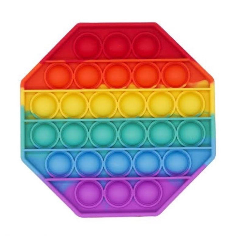 Mainan Pop It Fidget Toys Medium Rainbow BTS / Cetekan Squishy Bubble (KEKINIAN & MENYENANGKAN)-SEGI DELAPAN RAINBOW