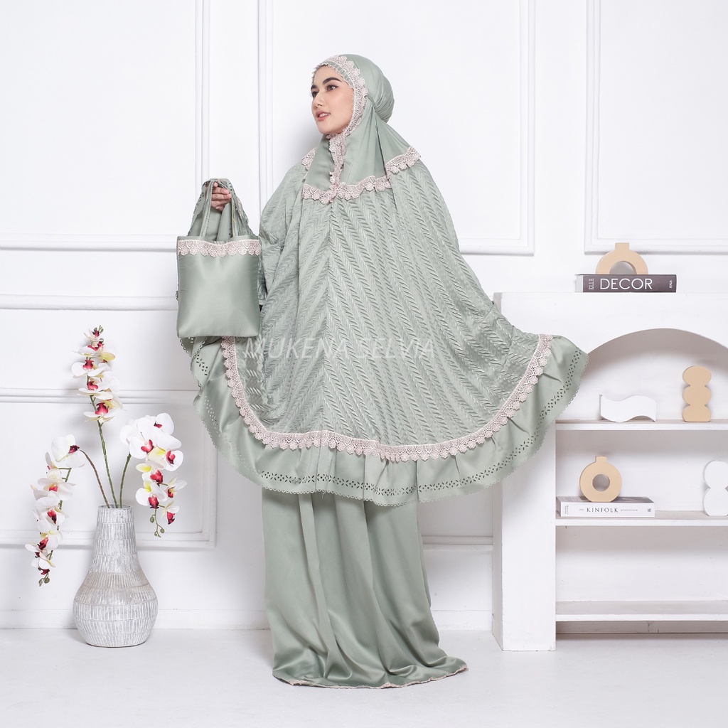 Mukena Dewasa Alesha Plisket Renda Lasercut Mewah