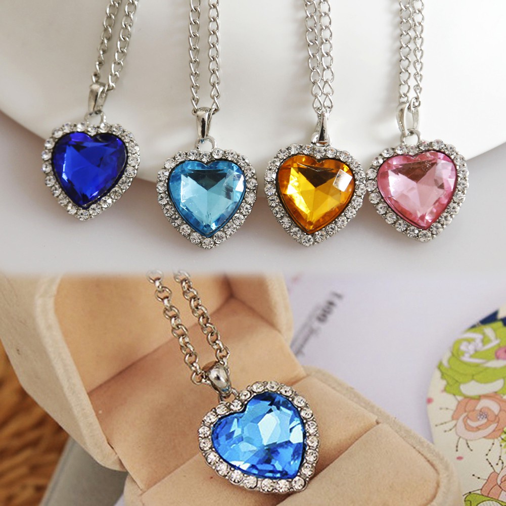 Fashion Crystal Full Rhinestones Titanic Heart of Ocean Necklaces Jewelry Gift