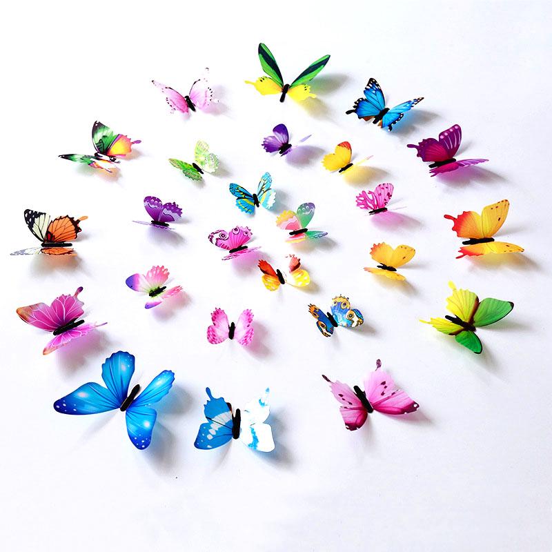 12Pcs Stiker Dinding Model Mural Desain Kupu Kupu  3D Bahan 