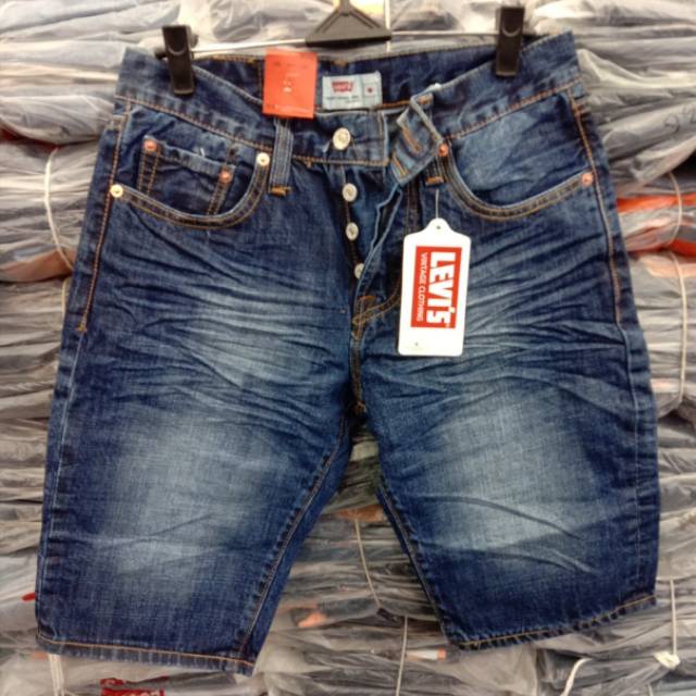  Celana  Levis  501 Pendek Pria Denim Premium Quality Cowok 