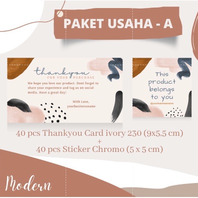 NEW Paket Usaha - A • Cetak Thank You Card • Sticker Custom • Kartu Ucapan Terima Kasih