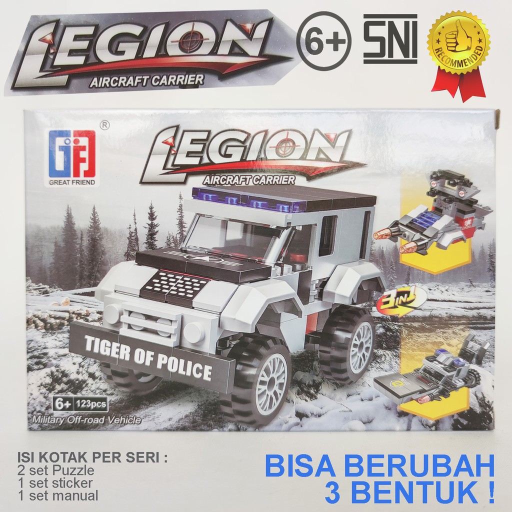 Mainan Anak Edukatif Puzzle Brick Lego Militer Tempur 3 Bentuk