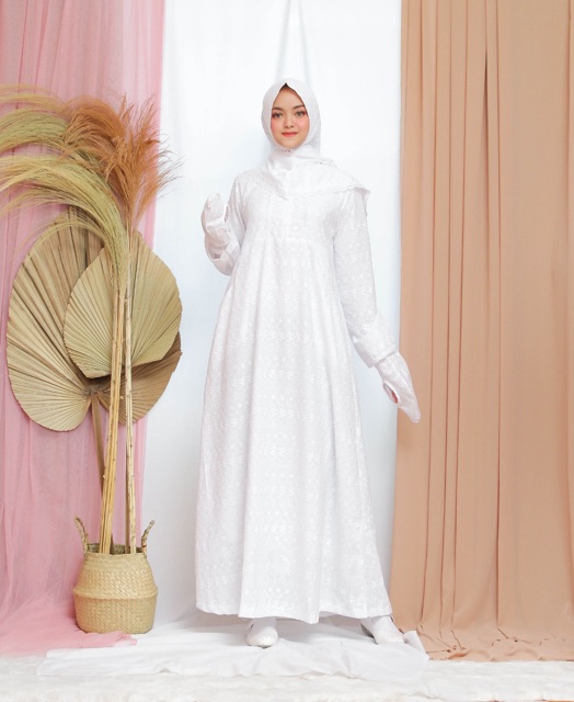 GAMIS PUTIH SYARI ,GAMIS UMROH , PERLENGKAPAN HAJI UMROH WANITA kode GPR