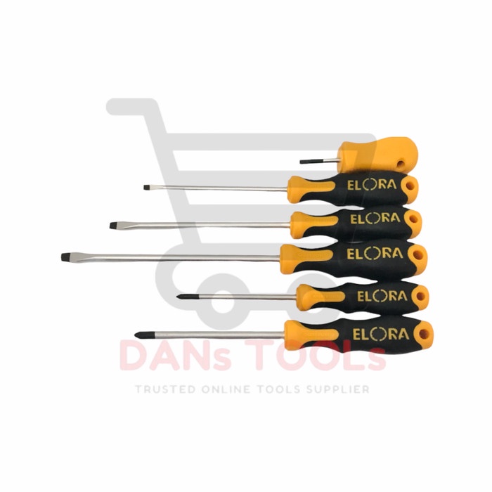 Obeng ELORA QUATROLIT Set 6pcs BULAT - Screwdriver Set