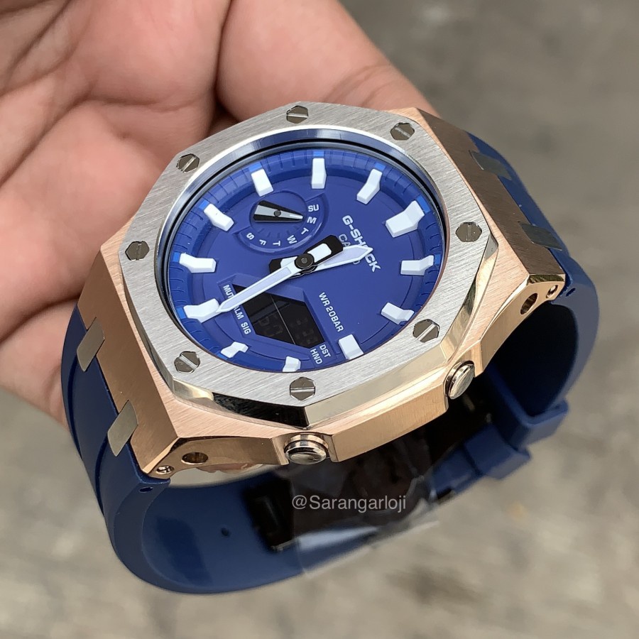 Jam Gshock GA2100 Original Custom AP Blue Light