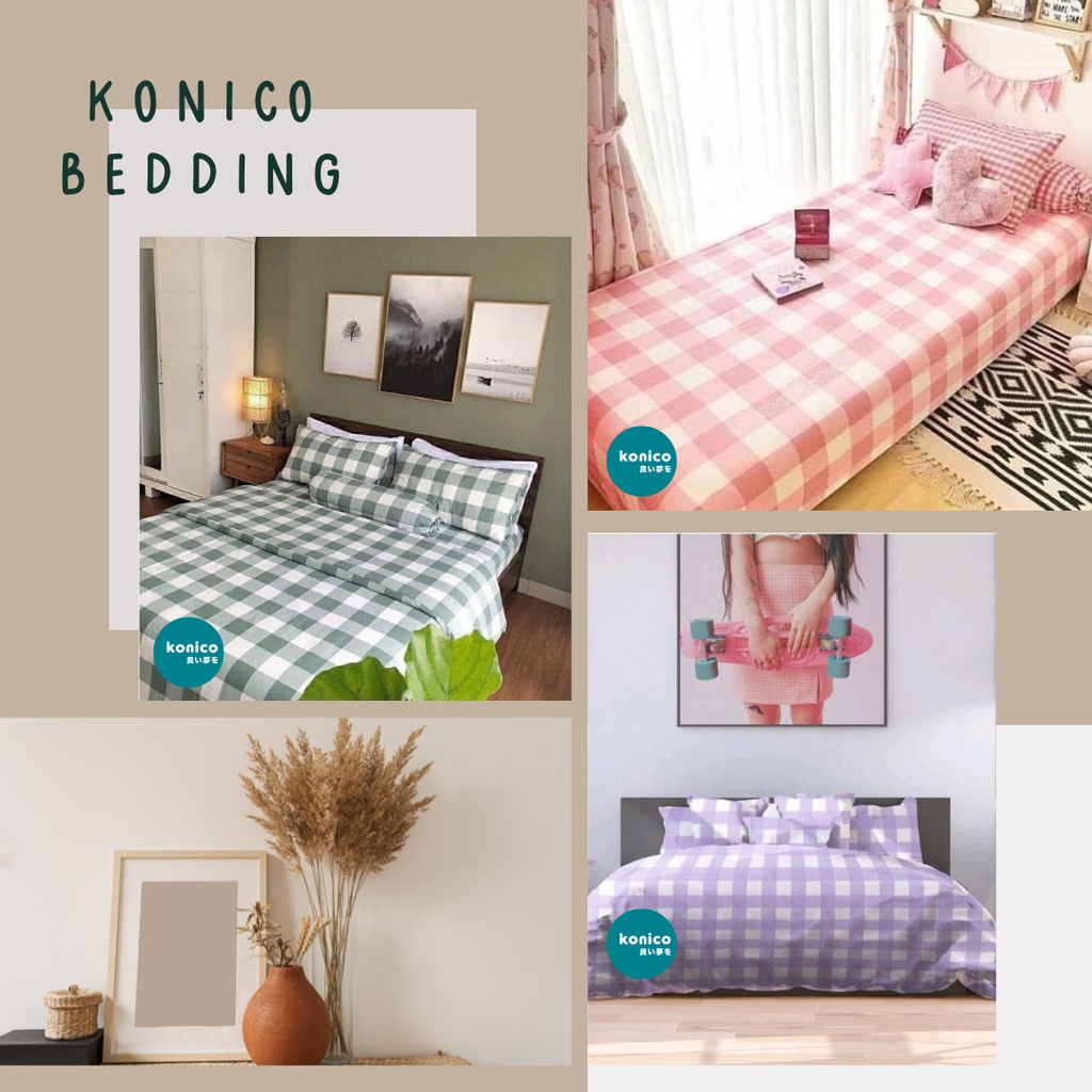 SPREI SET KOTAK Emily LILAC Kotak 8 cm ( tanpa bedcover ) AESTHETIC KOREA SINGLE Katun Korea