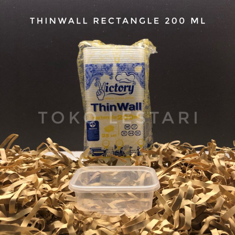 Thinwall Kotak Rectangle 200 ml untuk Kotak Plastik Puding Dessert Kue Salad dll