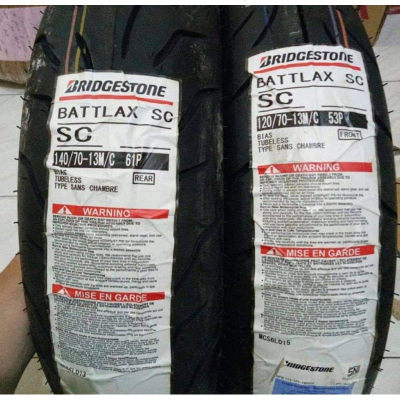 paketan ban luar bridgestone battlax sc uk 120/70-13 & 140/70-13
