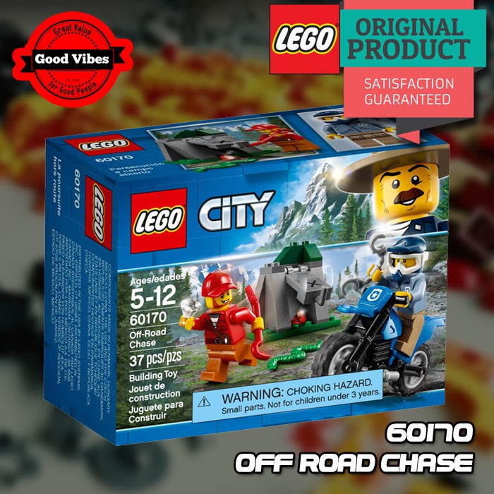 LEGO Original CITY 60170 Off-Road Chase - Mainan Anak Edukasi Lego Motor Mobil Polisi Kreatif