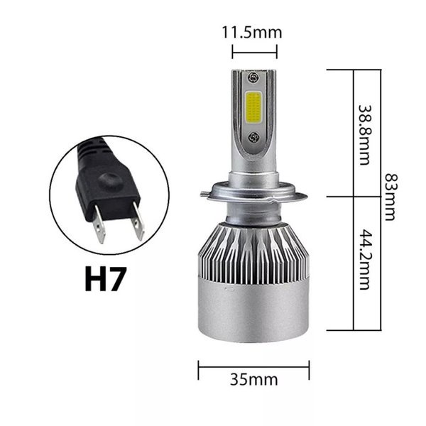 Lampu LED Mobil Headlight C6 H7 COB 2 PCS LED Lampu Depan Mobil Terang