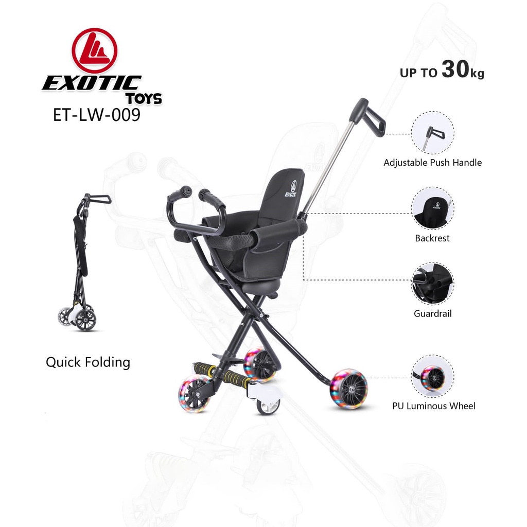 Stroler Exotic w09 lw 09 009 Anak Bayi Balita Kursi Dorong Micro Stroller Trike Exotic ET LW009 Garansi SNI magic-3