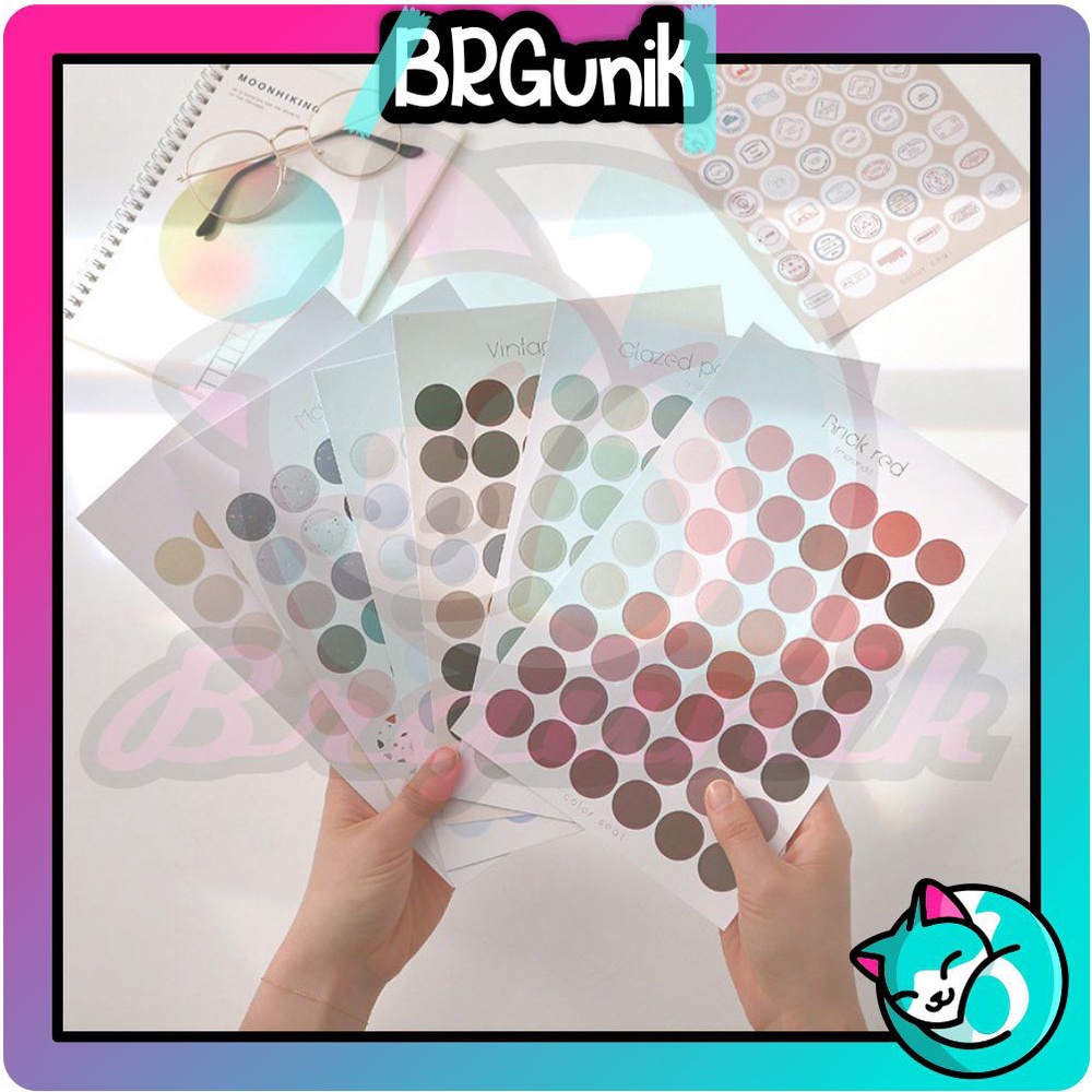 BRGUNIK Stiker Kertas Dekor Macaron Dots Paper Sticker DIY Planner Scrapbook R438