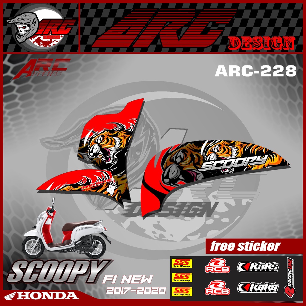Sticker Striping Stiker Lis Variasi Motor Honda  Scoopy Fi New 2017 2018 2019 2020 Desain Terlaris T
