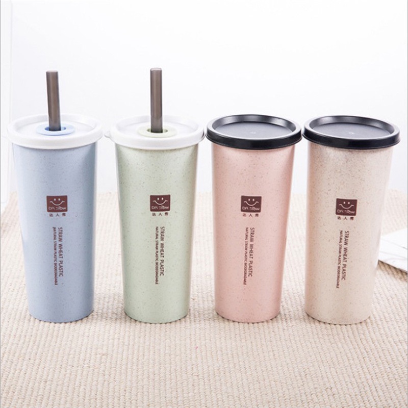 FASHION FAIR - D6093 Botol Minum Wheat H5461 / Botol Minum Sedotan Korea / Tumbler Cup Wheat Straw Eco Friendly / 2 Tutup Free Sedotan