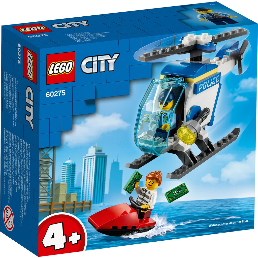 LEGO City - 60275 Police Helicopter Set Building Kid Toy Play Pilot Water Scooter Jet Ski Air Plane 