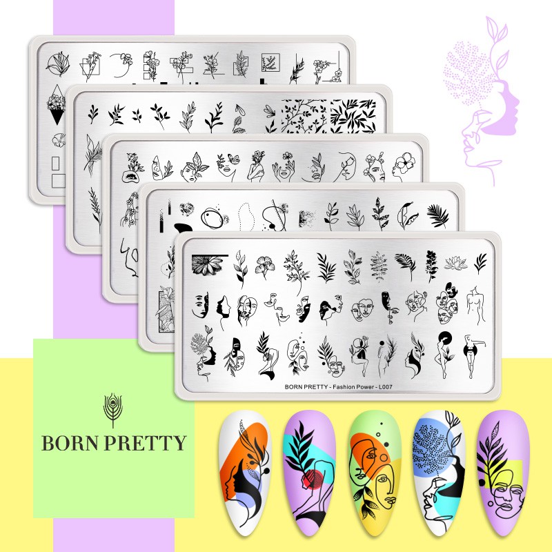 Born PRETTY Plat Stempel Kuku Motif Bunga / Daun Untuk Nail Art