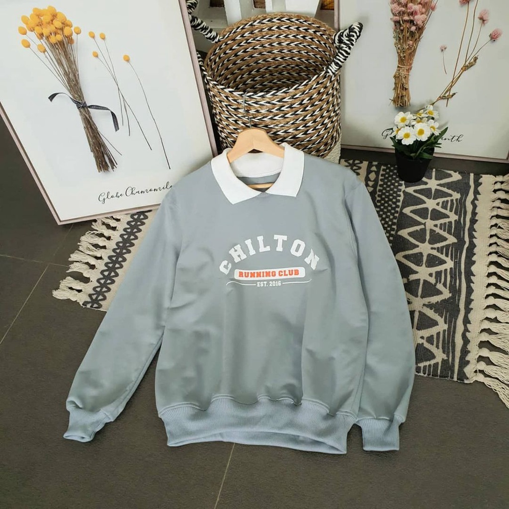 Primadona Sweater Chilton Colar Sweatshirt Kerah Fashion Atasan Wanita Pria Terbaru