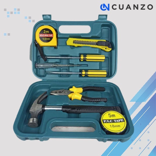 Alat Set Perkakas Palu Kambing Tang Obeng Cutter Meteran 8 in 1 PE Serbaguna /  Set Perkakas Rumah Tukang Bangunan Kayu Bengkel Terkiro / Alat Peralatan Tukang Pertukangan Perkakas Bangunan Kayu Listrik Multifungsi Lengkap / Hand Tool Set Perkakas Murah