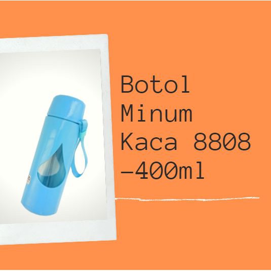 No 8808 Botol Minum Kaca  400 ML Termurah / Botol Minum Tumbler  Lucu