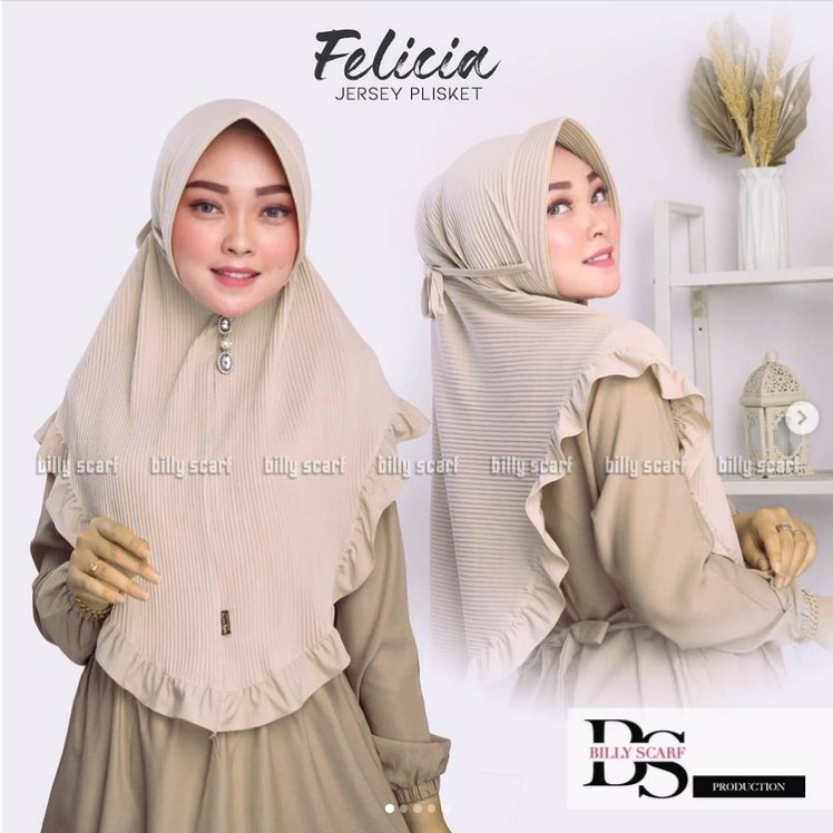 HIJAB INSTAN FELICIA PLISKET / JILBAB JERSEY AIRIS PET ANTEM / KERUDUNG TALI