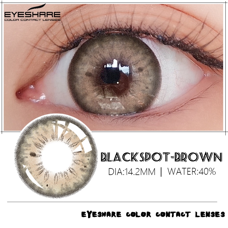 Softlens EYESHARE 14.2mm softlens natural soflens korea aesthetic lensa mata Lensa Kontak 1 paket ori murah normal (0.00) BLACKSPOT brown harian soflen free lenscase