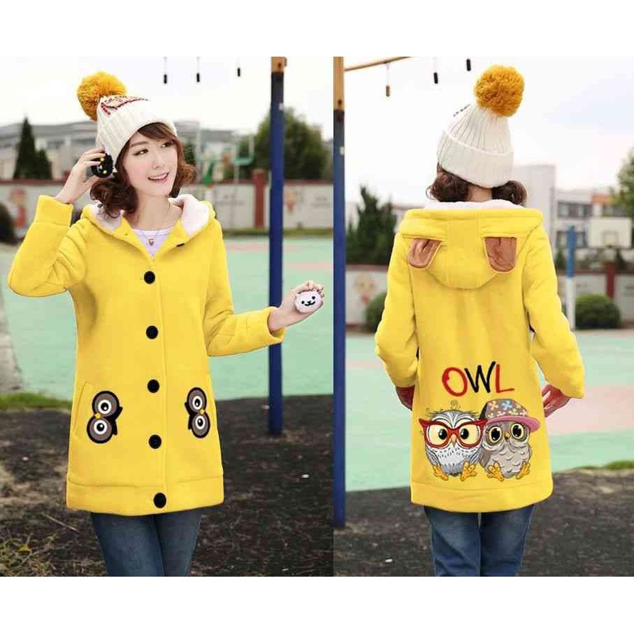 Long Jaket OWL Kuning LO jaket wanita babytery kuning Termurah