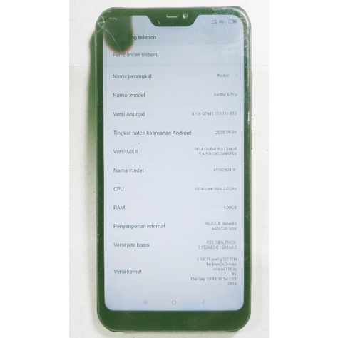 unit hp xiaomi redmi 6 pro 4/64 m1805d1se Normal