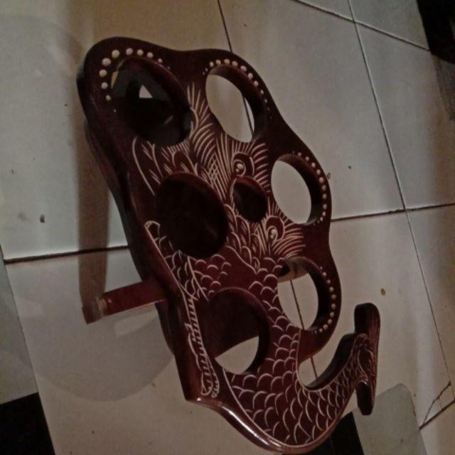 Tempat Aqua Merak Isi 6 Natural Kayu Jati