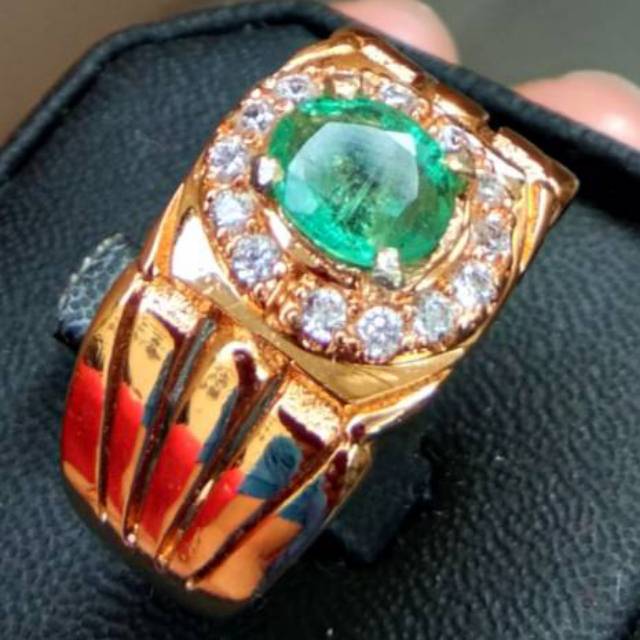 batu cincin zamrud asli natural emerald beryl zamrud colombia ring perak