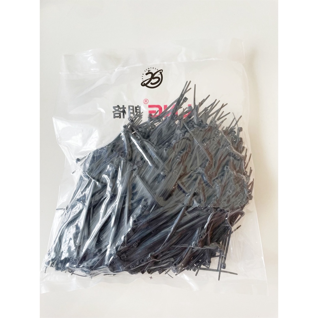 Kabel Ties 10cm HITAM Cable Ties 3 x 100mm, Nylon Cable Tie 1000pcs HITAM