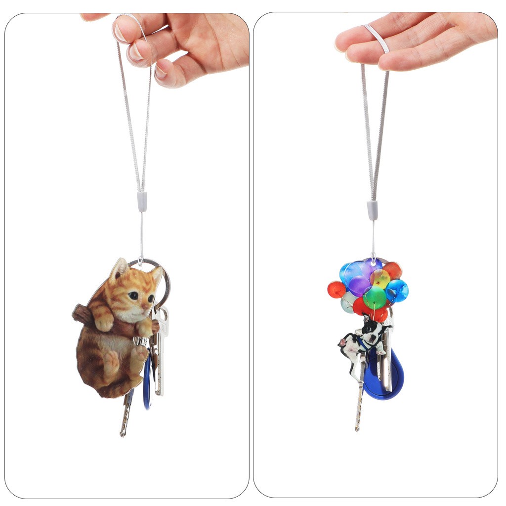 Suyou Gantungan Kunci Bentuk Kucing + Anjing Untuk Dekorasi Interior Mobil