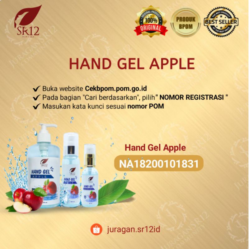 HANDGEL SANITIZER SR12 HERBAL BPOM / GEL PEMBERSIH TANGAN MEMATIKAN KUMAN