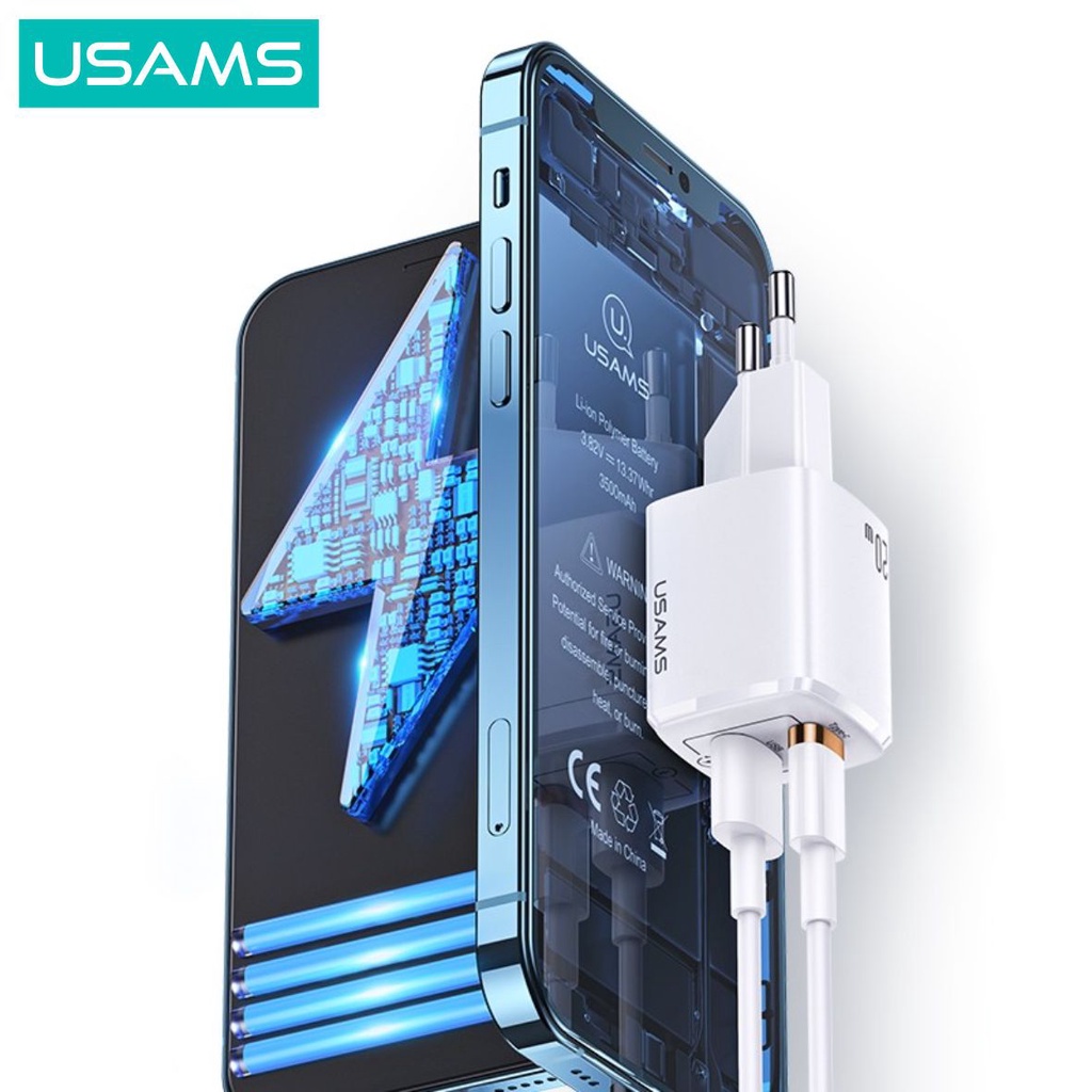 USAMS T37 Adapter Charger Fast Charge Super Si QC3.0 + PD 20W