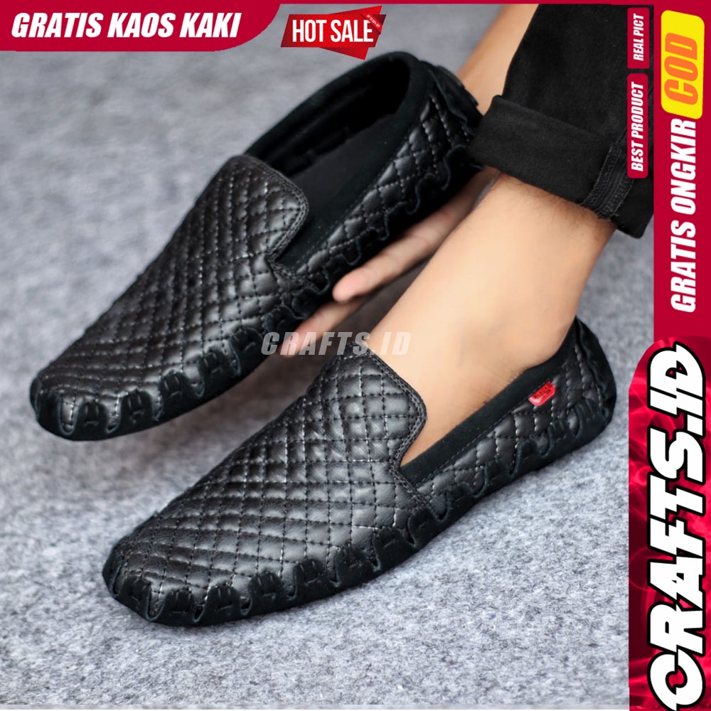 CRAFTS ZIRAGA Sepatu Casual Slip On Kulit Syntetik Slop Antislip Pria Santai Keren Original