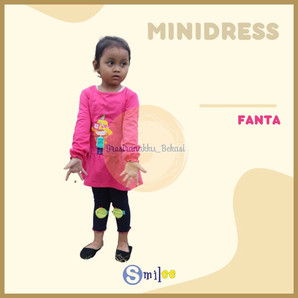 Minidress Anak Smilee Warna Fanta Size 1-5Tahun