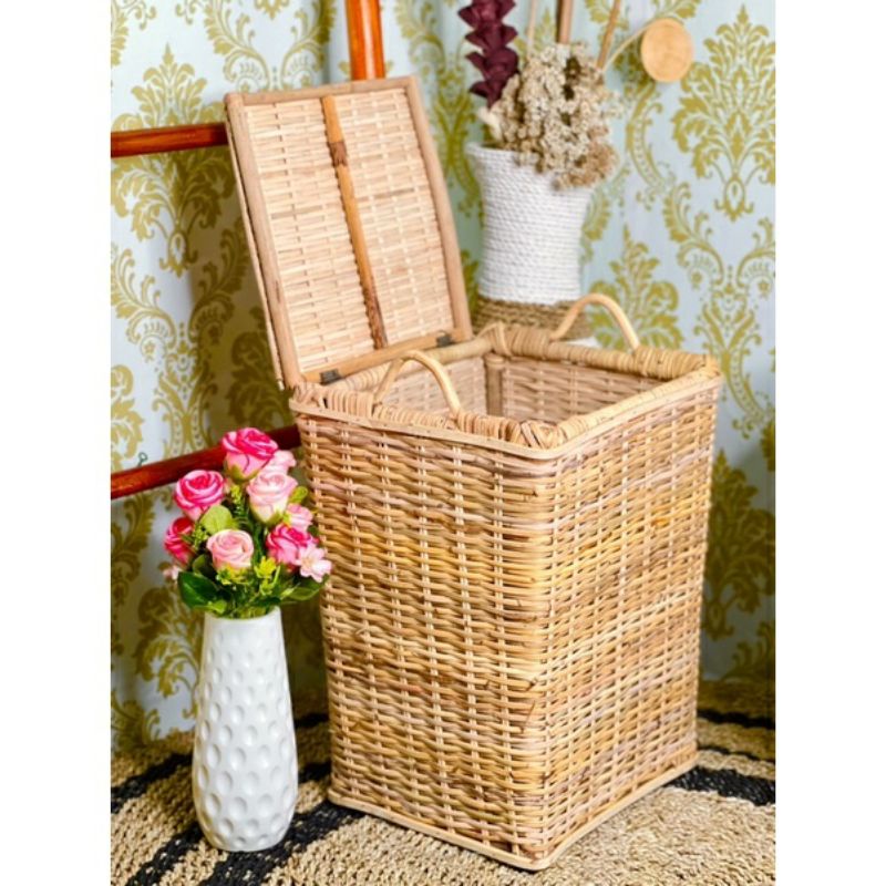 Keranjang Baju Kotor Bahan Rotan Tutup / Laundry Basket Rottan