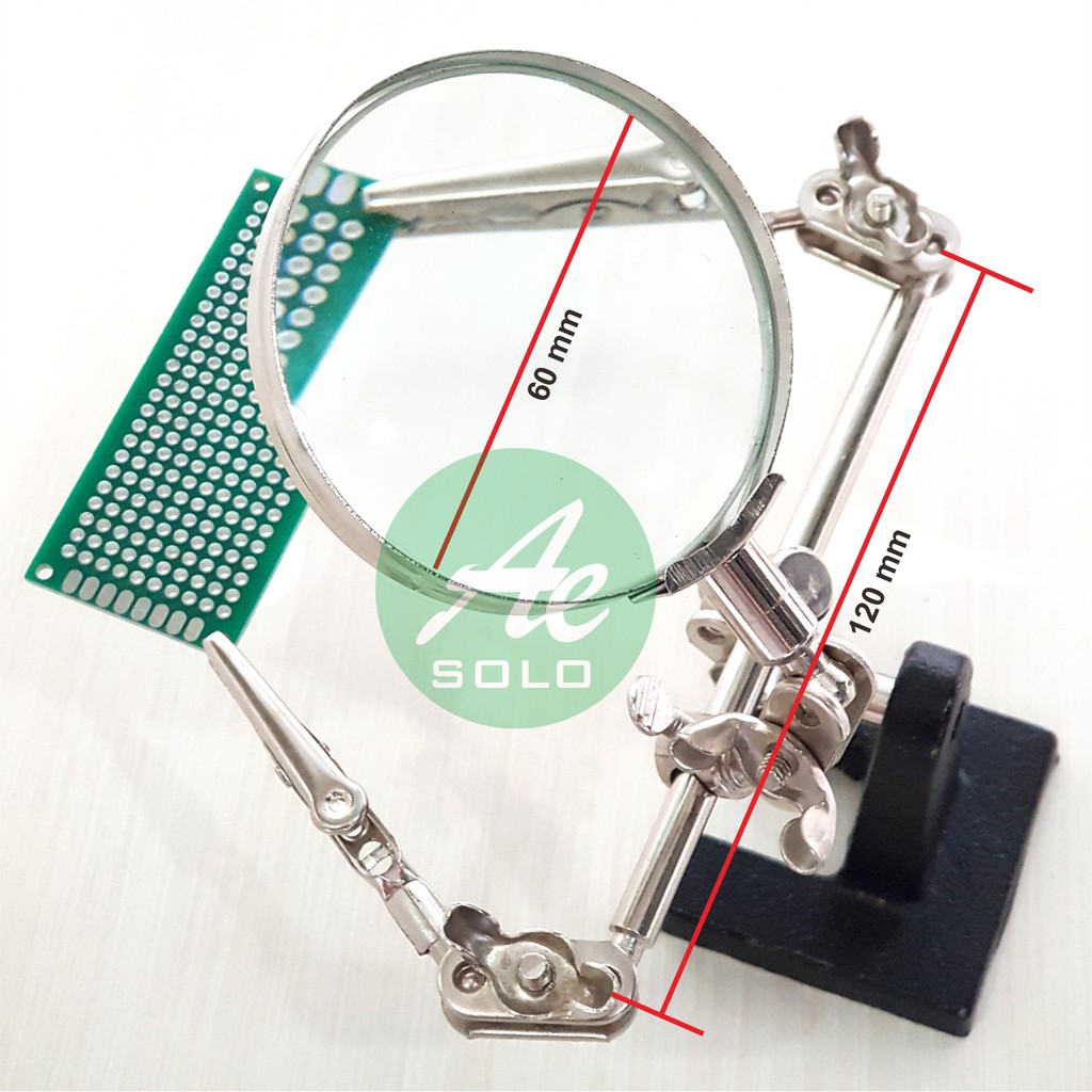 Penjepit PCB dengan Kaca Pembesar PCB Holder with Magnifying Glass