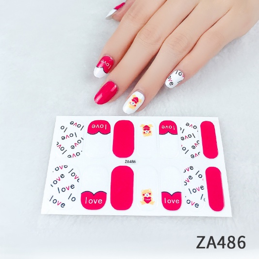 {14 sticker } Stiker Kuku Wanita / Stiker Kuku Murah / Nail Art Sticker / Sticker Kuku Fashion Wanita Murah Anti Air