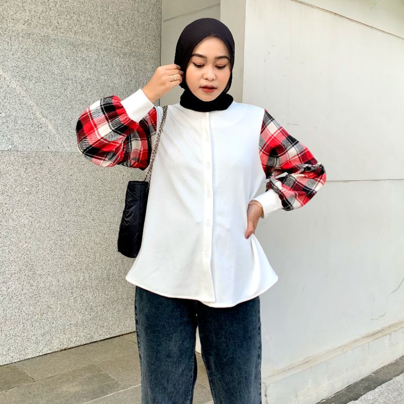 Neva Knit mix Flanel Blouse