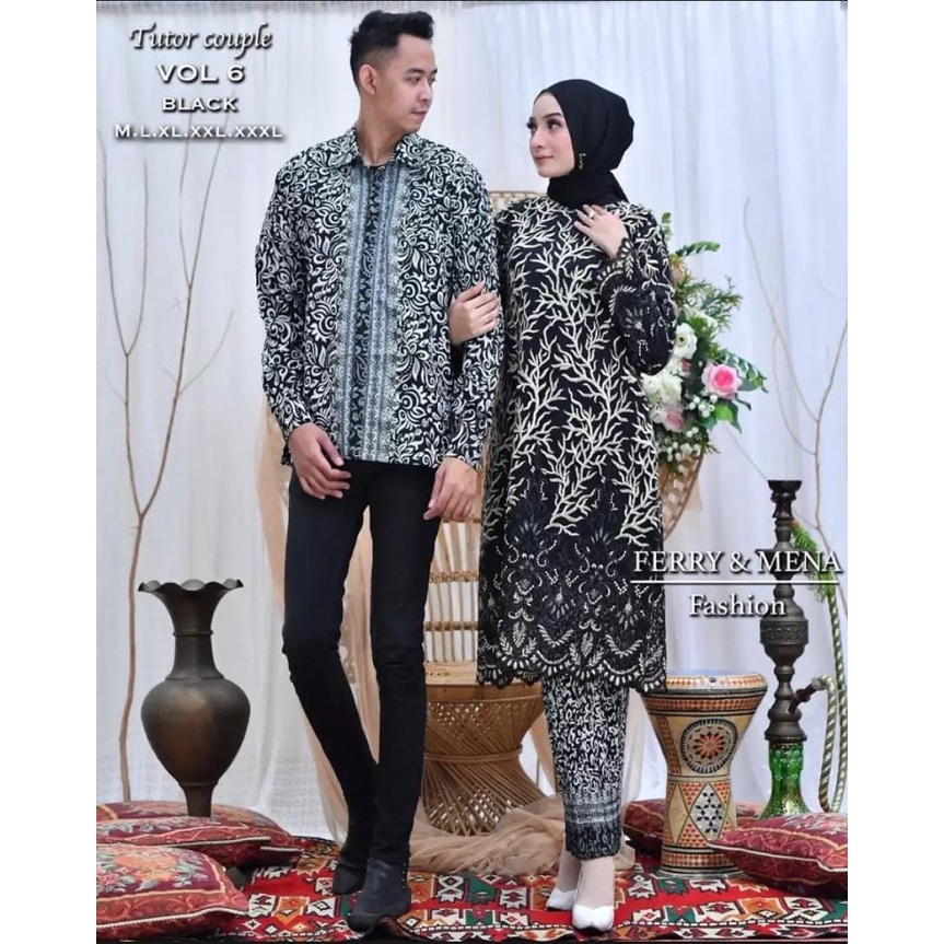 COD Tunik Couple/ Kebaya Cople Kekinian/Batik couple Tunangan/ Busana Pesta Cople/ Kemeja Batik Copl