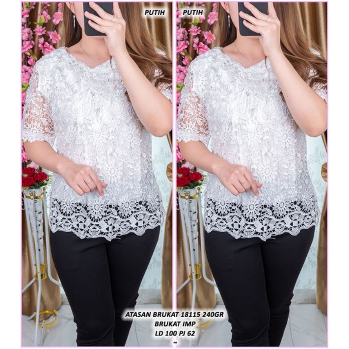 Kebaya brukat bordir mewah atasan putih kebaya putih asd 181155