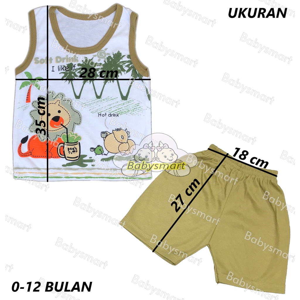 Babysmart - Setelan Kaos Oblong Bayi / Anak KUTUNG PUTIH Motif SINGA MAKAYLA umur 3 - 18 bulan