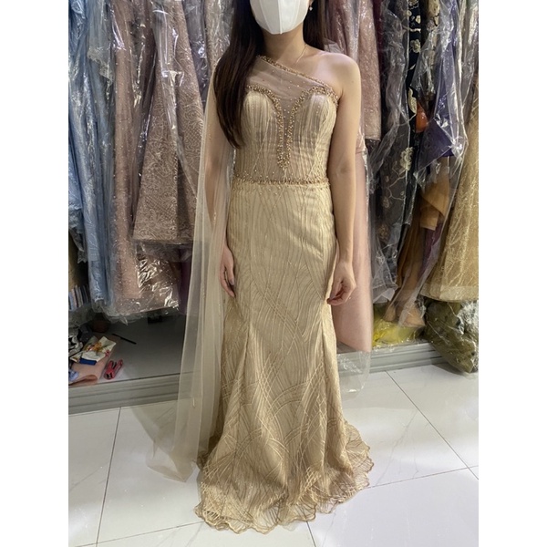 Gaun Pesta Gold/Dress Pesta/Evening Gown Gold/Dress Coklat/Longdress Gown