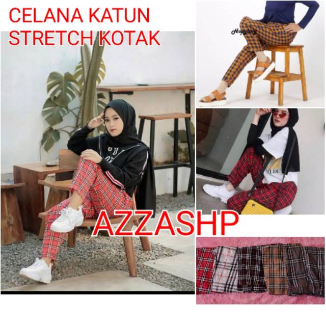 CELANA KATUN STRECTH MOTIF KOTAK