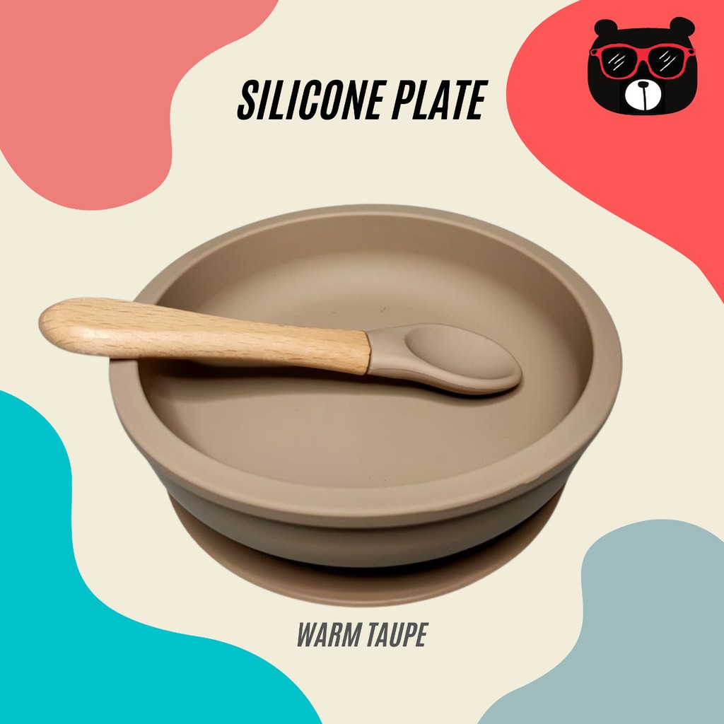 Tempat makan anak | Piring bayi | Premium silicone plate + Spoon