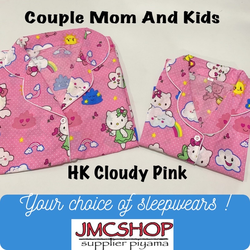 bajutidur CLOUDY PINK dan MERAH bisa pasangan ibu anak keluarga HK