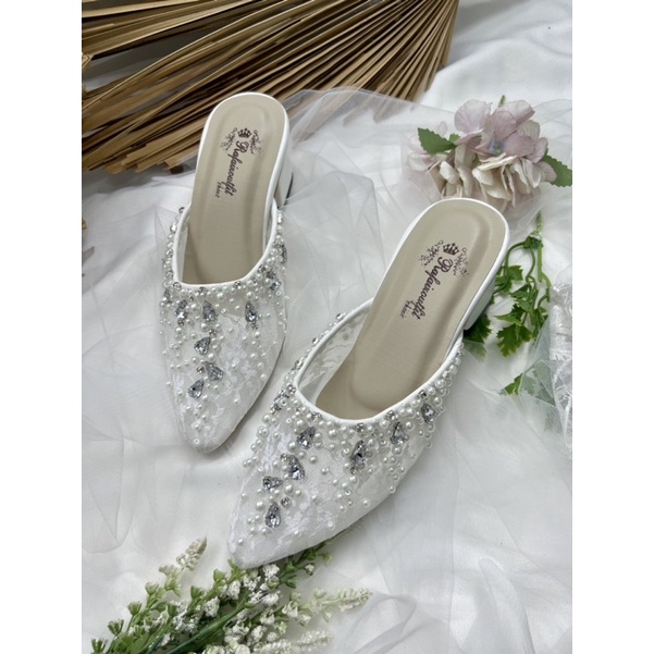 RAFAiZOUTFIT SEPATU wedding shoes hells sepatu cantik sintya white tinggi 5cm tahu