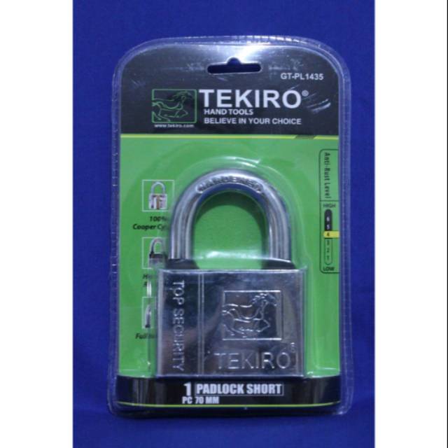 TEKIRO-Gembok Chrome 70 mm Leher pendek