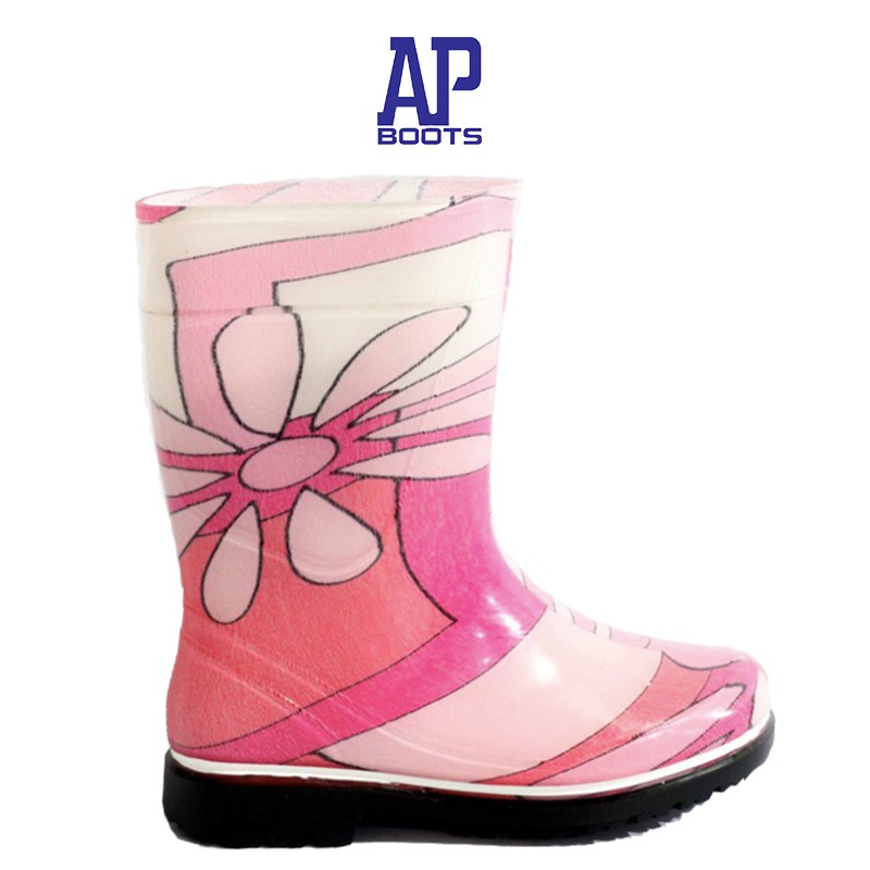 AP Boots Kids 2012 PINK FLOWER / Sepatu Boot Anak Perempuan Karakter